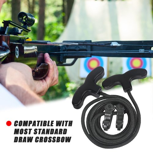 Archerest Crossbow Pull Cord, Crossbow Cocking Rope Device Double Handle Crossbow Drawstring Booster Clip Rope Cocker String Puller Tool Archery Bow Hunting Tools Accessories