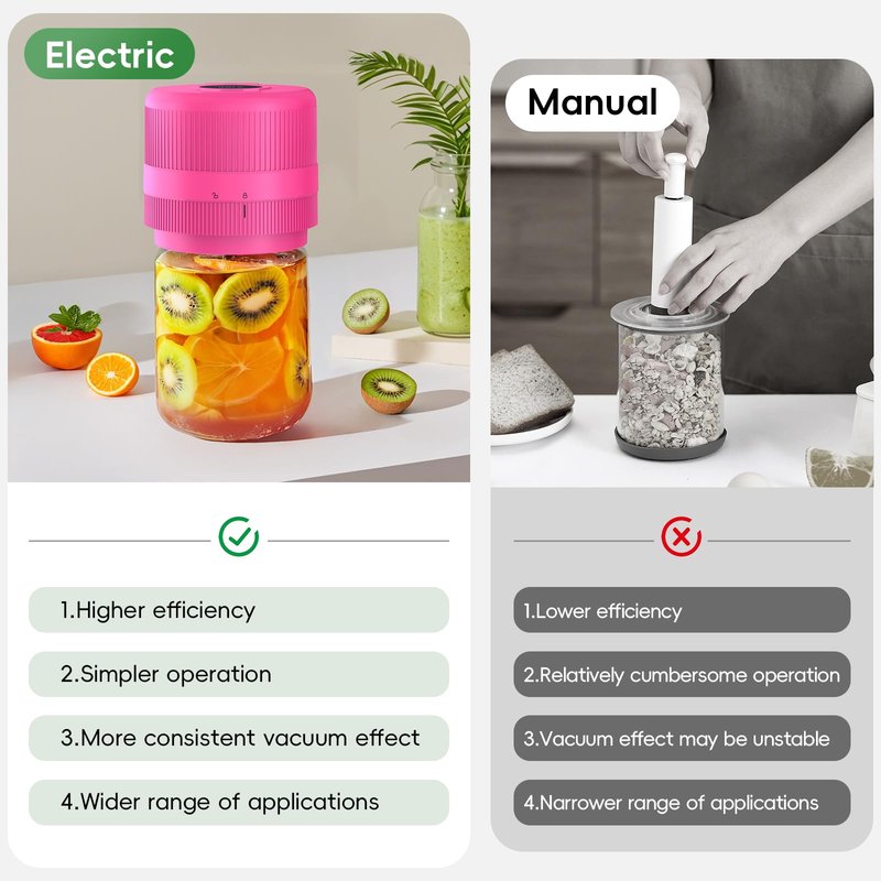 Mason Jar Vacuum Sealer Kit, Electric Sealer for Wide and Regular Mouth Mason Lids, Canning Vacuum Sealer Mason Jar, Automatic Vacuum Sealer Machine for Food Storage - Rose Red