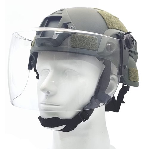 Tactical ACH Airsoft Helmet with Full Face Clear Visor Protective Guard MICH 2000 Mode for Paintball Outdoor CS Wargame (Green)