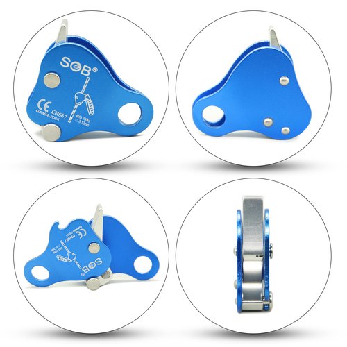SOB Climbing Fall Protection Belay Device Ascender Protect Aluminum Magnesium Alloy Climbing Ascent Rope Grip Clamp for Mountaineering Rock Climbing Downhill Operations and Rescue