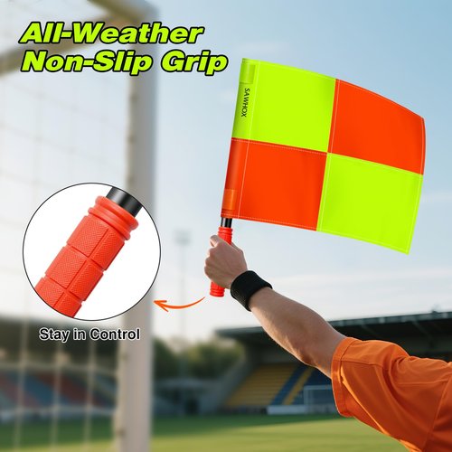 SAWHOX Soccer Referee Flags, 2PCS Referee Kit Detachable Referee Flags