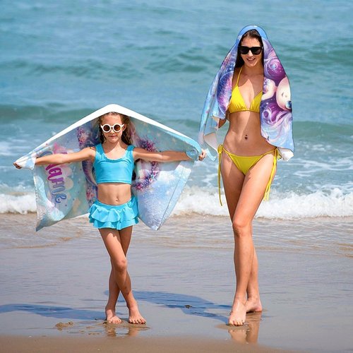 COOPASIA Mermaid Towel for Girls, Personalized Kids Beach Towels with Name, Sandproof, Microfiber, Custom Beach Accessories for Pool Bath Vacation