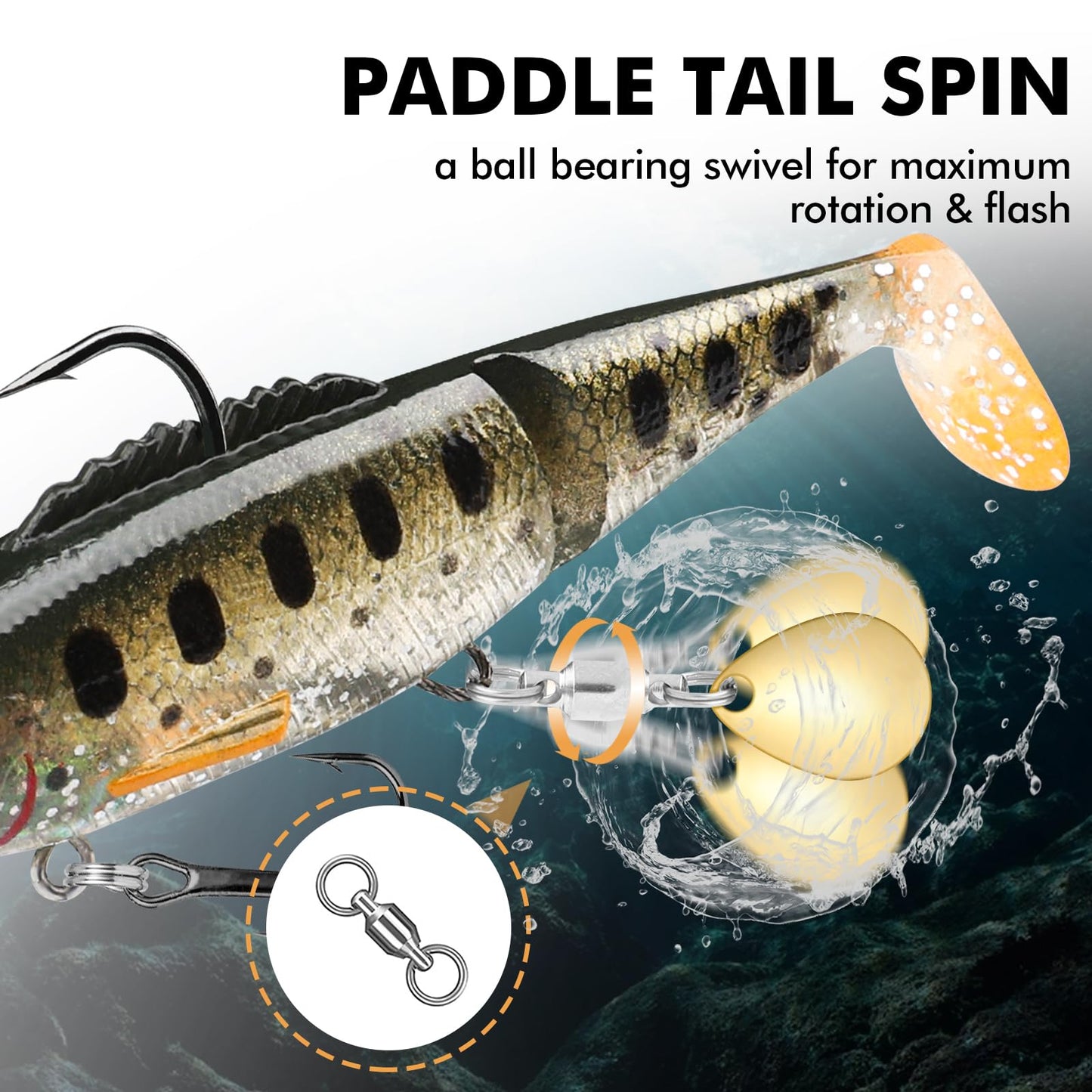 TRUSCEND Fishing Lures for Bass Trout Jighead Lures Paddle Tail Swimbaits Fishing Jigs Baits Freshwater Saltwater Jigging Bass Fishing Gear Gifts for Men