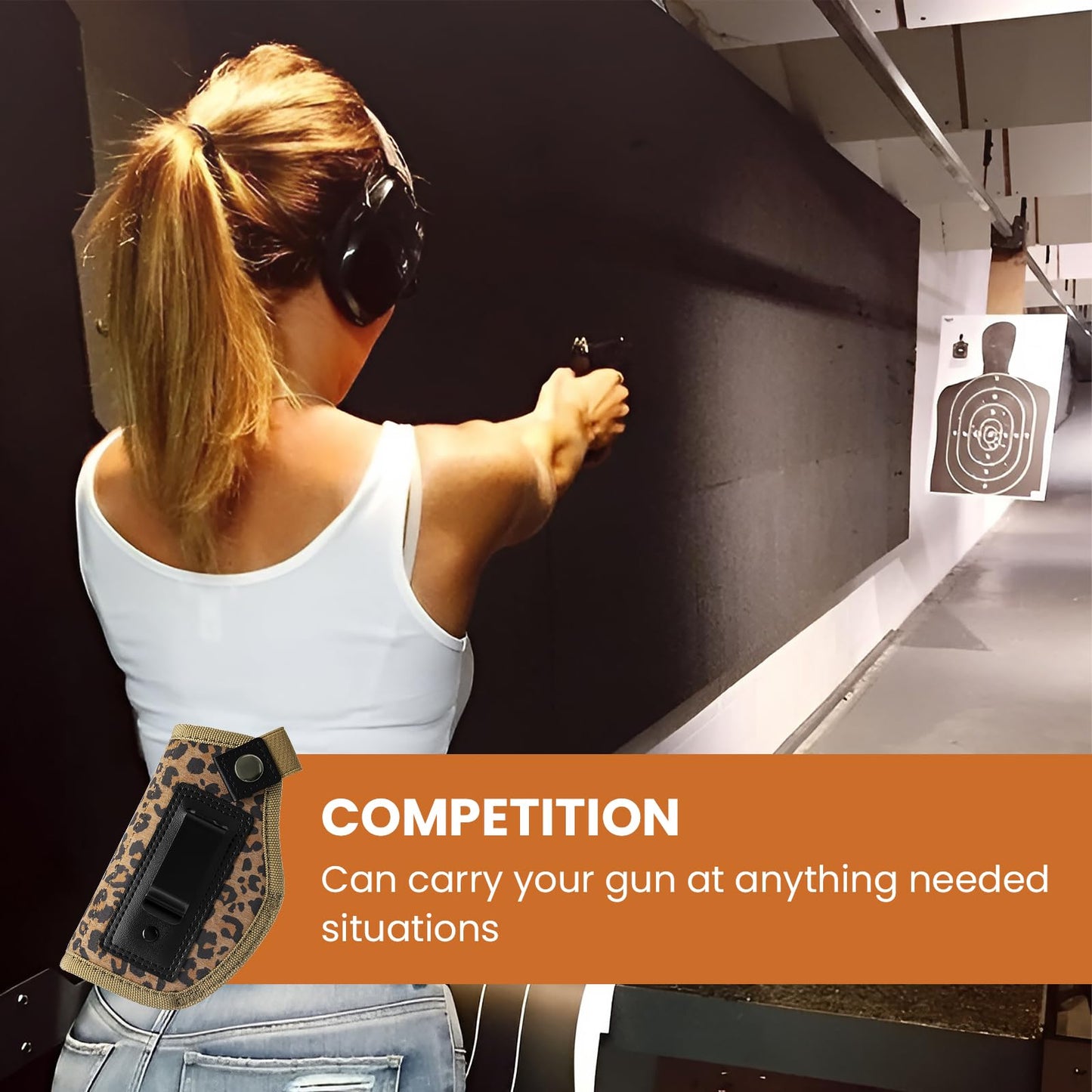 FENGSINET Concealed Carry Gun Holster for Women Universal IWB 9mm 380 Pistol Holsters for Glock 17 19 42 43 43X Handguns (Leopard, Right-Handed Draw(IWB))