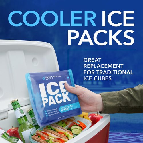 Rapid Performance Reusable Ice Packs for Coolers or Lunch Box | 8 Combo Pack | Cold for Up to 12 Hours | Ice Packs for Cooler, Long Lasting for Camping, Beach