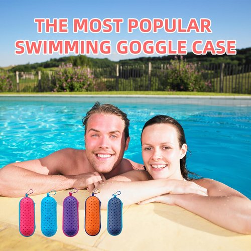 KLASHE Swim Goggle Case, Protective EVA Case with Drainage Holes, Shockproof & Compact Storage Case for Swimming Goggles（Orange）
