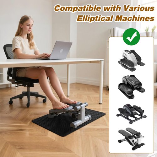 Roylvan Workout Mat for Elliptical Exercise Machine, 23.6" × 17" Non Slip Mat for Pedal Exerciser, Ellipse Leg Exerciser, Silicone Exercise Mats for Floor, Enhanced Stability and Safety
