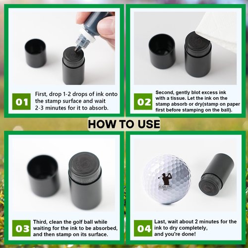 Sunamd Personalized Golf Ball Stamp, Custom Golf Ball Marker Stamp, Create Your Unique Mark on Golf Balls, Waterproof Golf Ball Stamper, Golf Accessories Customized Gifts (Black)