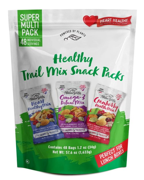 𝐍𝒂𝐭𝐮𝗿𝐞𝐬 𝐆𝒂𝗿𝐝𝐞𝗻 Healthy Trail Mix Snack Packs, 48 Individual Bags, 1.2 oz Each, Total 57.6 oz, 𝐍О Water Bottle