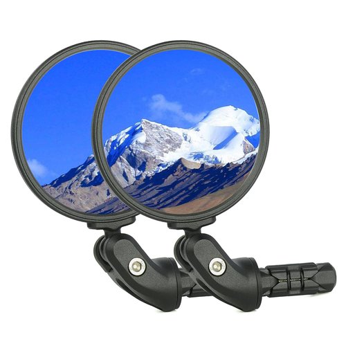 BriskMore Black Convex Rearview Mirrors, 2PCS Adjustable Handlebar Bicycle Mirrors for Road, Mountain, Scooter Bikes