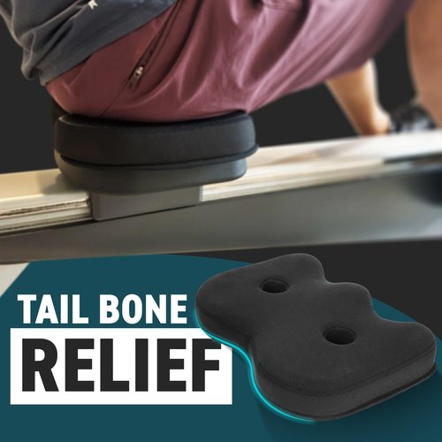 Rowing Machine Seat Cushion Compatible with Concept 2 Rower - Seat Pad for Comfort & Support - Also Fits Hydrow, Peloton & More - Rowing Accessories (Black)