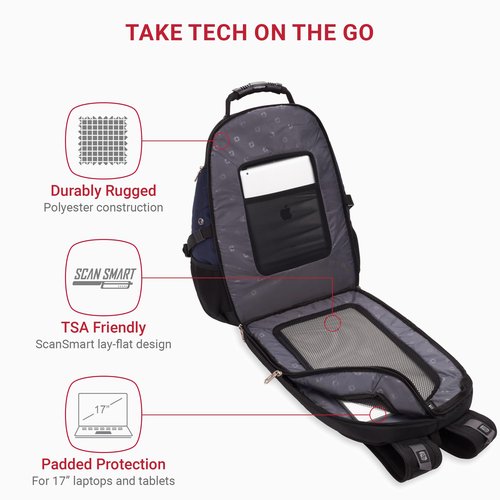 SwissGear 1900 Scansmart TSA 17 Laptop Backpack, Blue/Black, 19-Inch