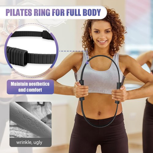 Paleclouds Pilates Ring, 13.5" Silicone Magic Circle with Training Poster & Portable Bag, Pilates Ring Circle for Inner Thigh Workout, Yoga, Lose Weight & Physical Therapy for Women - Black