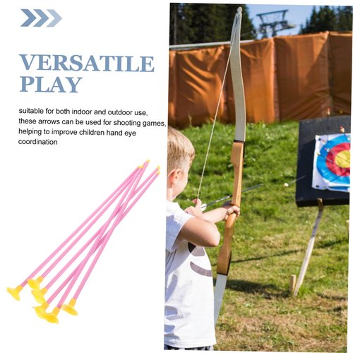 TOYANDONA Sturdy Plastic Suction Cup Arrows for Kids Toy Archery Set Bright Colors 6 Pieces