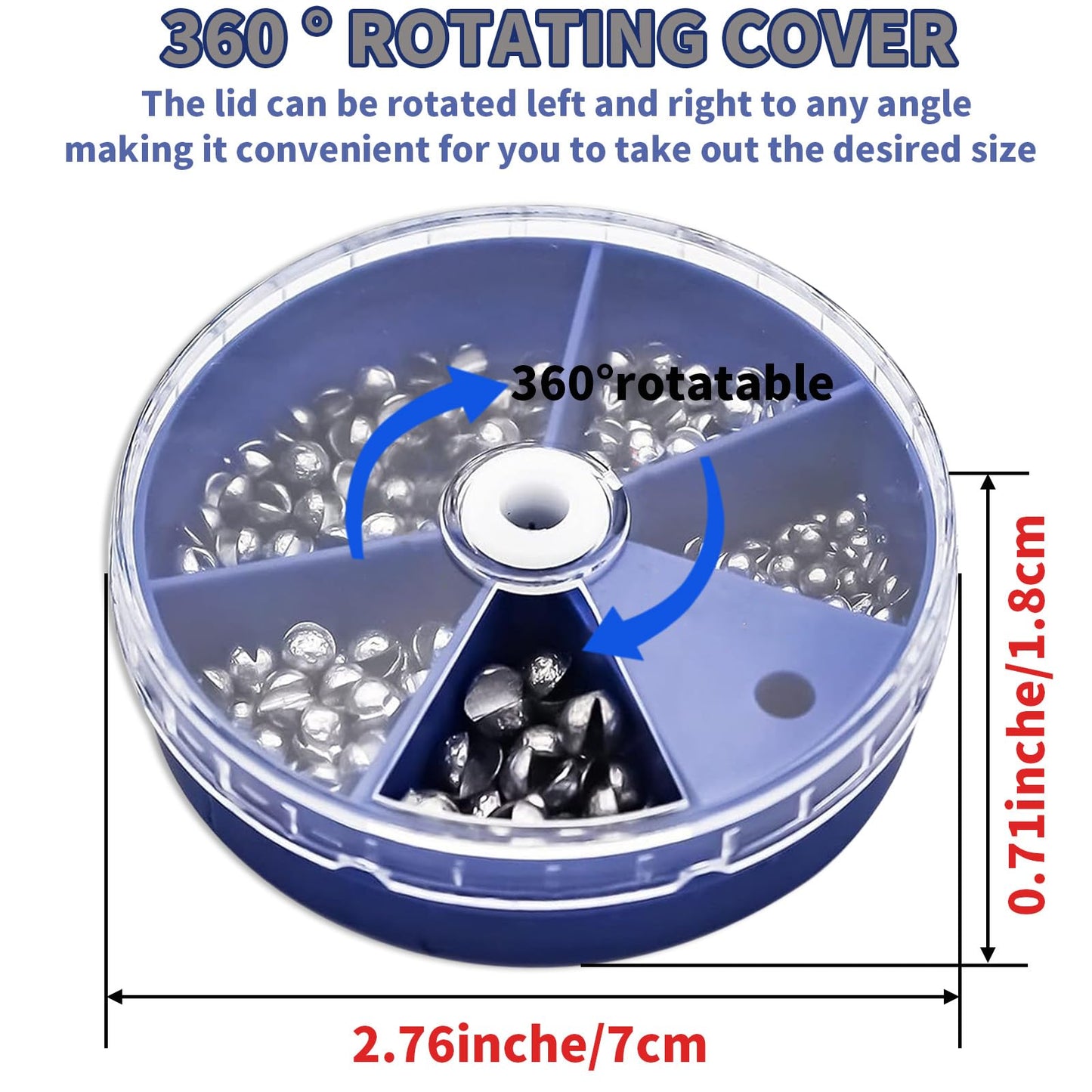 Proximitck Fishing Weights Sinkers 105PCS Round Split Shot Sinker Set - 5 Sizes Lead Weights Removable for Versatile Fishing Purposes