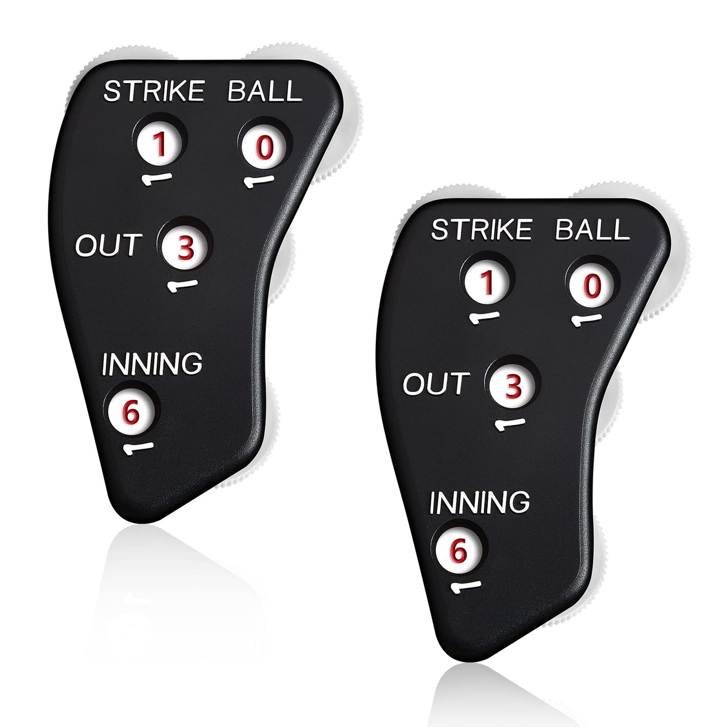 Deekin 4 Pieces 4 Wheel Baseball Umpire Clicker Black Indicator Gear Practical Baseball Counter Clicker for Scorekeeper Recording Outs Innings Balls Softball Referee Equipment (Black White)