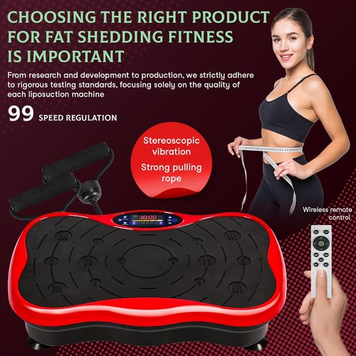 toilmua Home Vibration Plate for Lymphatic Drainage, Vibration Plate Exercise Machine with LED Screen Adjustable 99 Speed & 4 Mode - Vibration Plates for Workouts Max Bearing 300Lbs US Plug