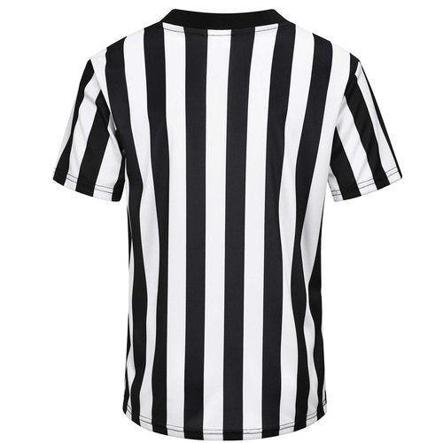 Referee Shirt Black & White Stripe Ref Jersey Kids V-Neck Official Umpire Uniform Basketball, Football, Soccer, Volleyball, Halloween Cosplay Costume for Children Size M