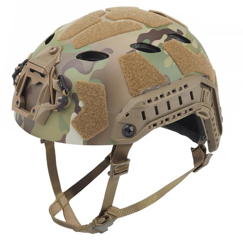 AOUTACC Lightweight Tactical Fast Helmet, Integrated Tactical Airsoft Helmet with NVG Mount Base, Side Rails,Pre-Slotted Headset Strap and Helmet Accessories for Outdoor Sports-Camouflage