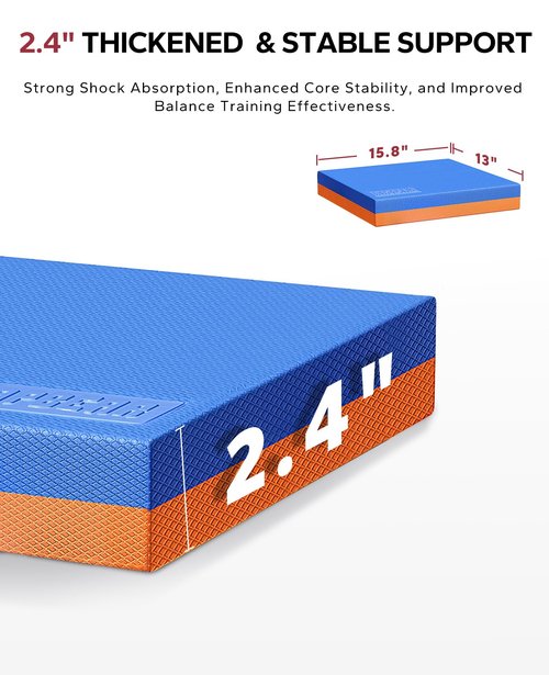 HAPBEAR Exercise Balance Pad - 15"x12" Non-Slip Textured Bottom Stability Training Mat - 2.4" Thick Soft Cushioned Foam for Physical Therapy, Core Training & Home Workouts