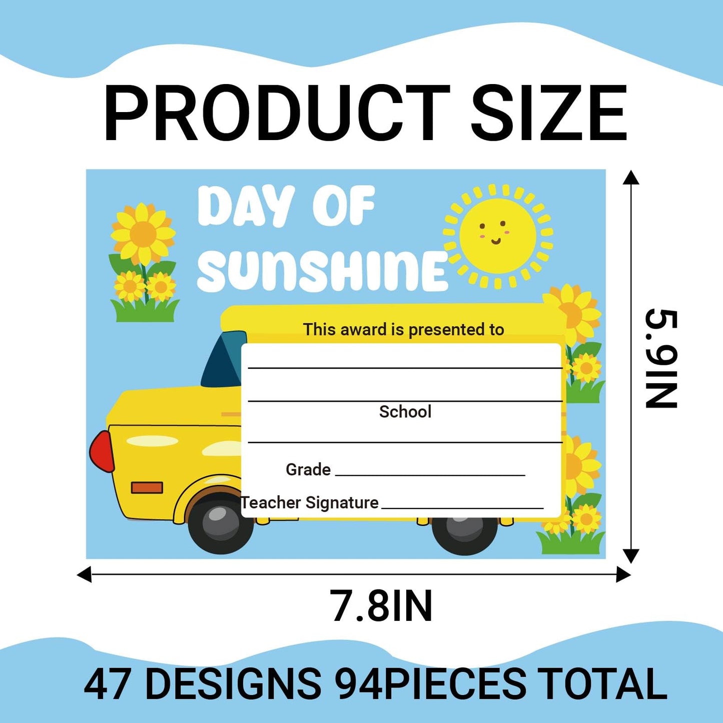 94 Pcs Student of Award Certificates End of School Year Superlatives Certificates Recognition Certificates of Achievement Graduation Birthday Certificates for Teacher Supplies (Football)
