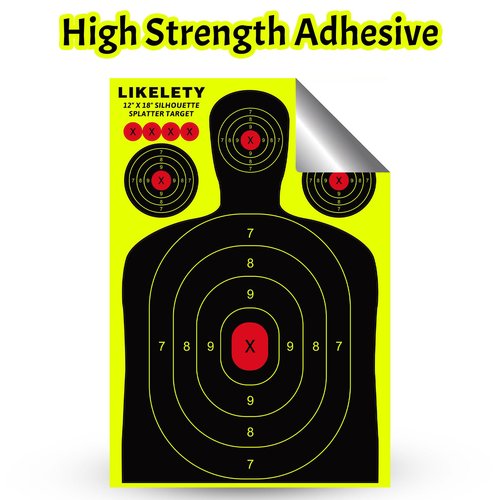 LikeLety 25 Pack 12 x18 Inch Silhouette Splatter Targets, Adhesive Shooting Target Stickers with Yellow Effect for Outdoor Indoor Practice
