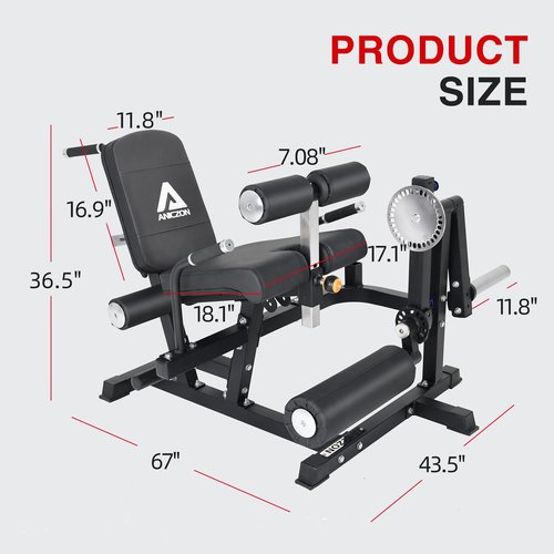 ANICZON Leg Extension and Curl Machine, Leg Rotary Extension for Thigh with Adjustable Seat & Backrest, Lower Body Leg Machine with Plate Loaded for Home Gym, Upgrade (Black)