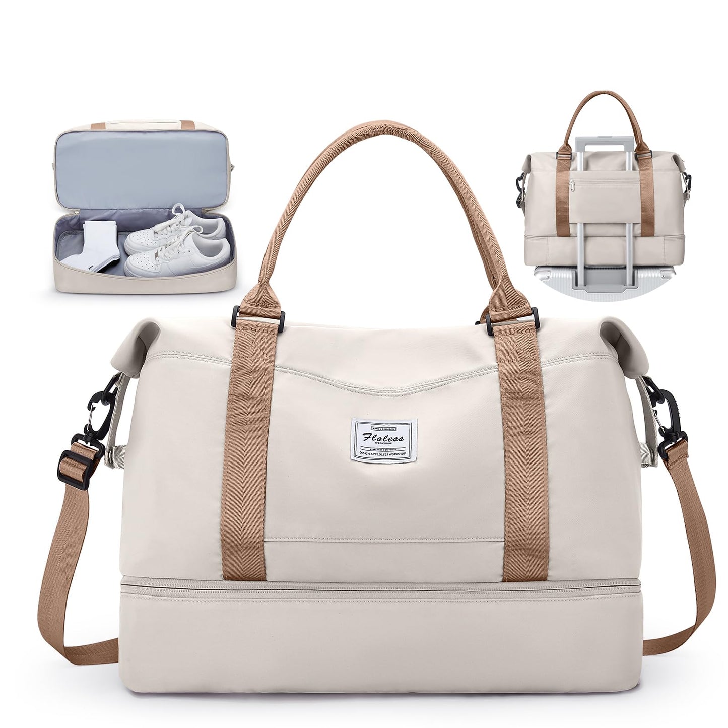 Travel Duffel Bag with Shoes Compartment, Weekender Bags for Women