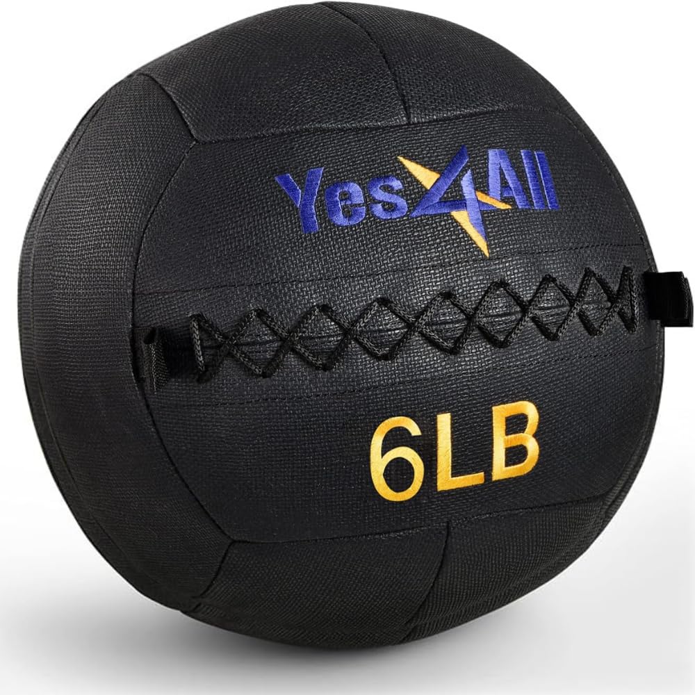 Yes4All Wall Ball, Soft Leather Weighted Iron Sand Ball for Dynamic Multifunctional Exercise, 10 LB + Target Sticker