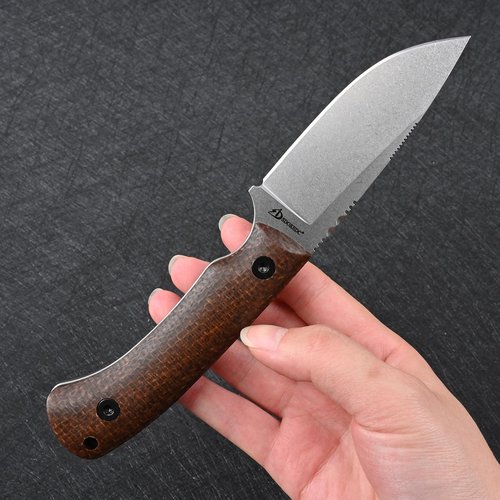 SDOKEDC Knives DC53 Steel Tactical Hunting Fixed Blade Knife Micarta Handle with kydex sheath for Men EDC Outdoor Camping Survival (White stone wash+Micarta handle)