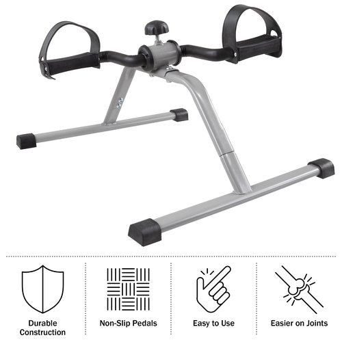 Under-Desk Stationary Bike - Indoor Below-Desk Exercise Pedal Fitness Machine for Legs, Physical Therapy, and Calorie Burn by Wakeman (Black and Gray)
