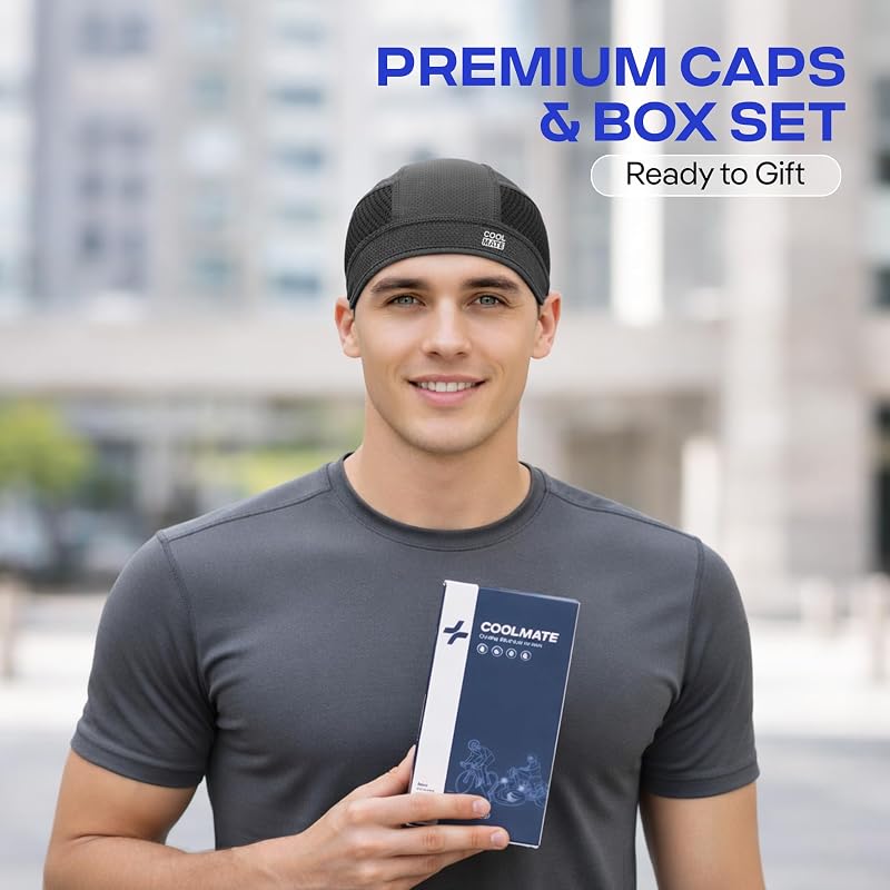Cooling Skull Cap Helmet Liner for Men and Women – Pack 2 Grey & Black