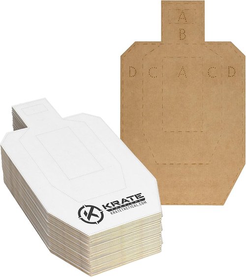 KRATE Tactical Cardboard Targets-Half Size Competition Paper Silhouette Shooting Target – Torso Targets for Shooting Range & Gun Practice w/Rifles, Handguns, Shotguns, or Airsoft (20-Pack 15” Torso)