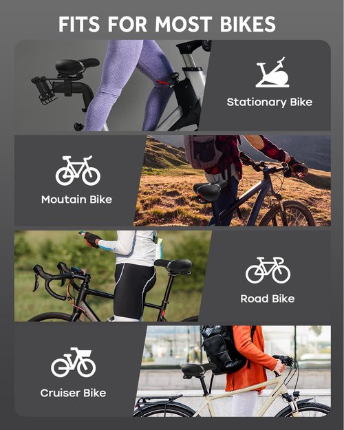 Bicycle Seat, Wide Bike Seat for Men Women, Comfort Wide Bike Saddle Replacement Memory Foam Padded Soft Bike Seat Cushion Compatible with Peloton, Mountain, City Bikes, Indoor Exercise Bikes (Gray-L)