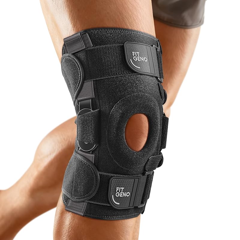 Fit Geno ReActive+ Hinged Knee Brace with Side Stabilizers - Black, M/L/XL