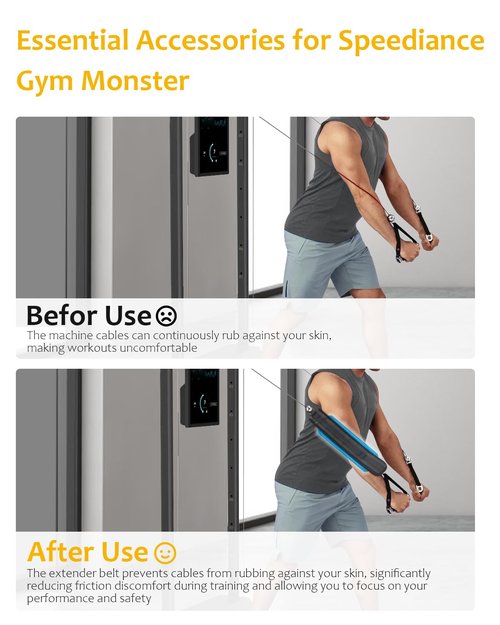 Extender Belt for Speediance Gym Monster - Premium Extension Straps for Cable Attachments, Say Goodbye to Wires Rubbing Your Arm - Black