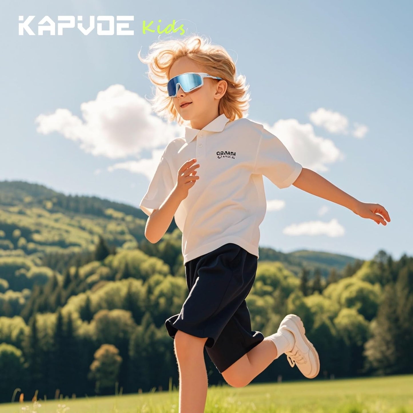 KAPVOE Kids Baseball Glasses Youth Polarized Sports Sunglasses Softball Cycling Running Shades Boys Girls Age 3-14 - K9033