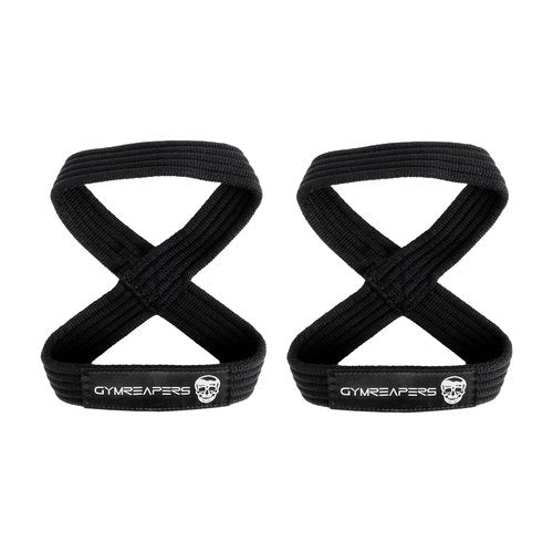 Gymreapers Figure 8 Lifting Straps For Deadlift, Powerlifting, Strongman, & Cross Training (Black, Medium)