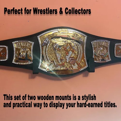Championship Belt Display Holder for Wall, Wooden Wrestling Belt Horizontal Wall Mount for Wrestlers Championship Hanging Display 1 Pcs