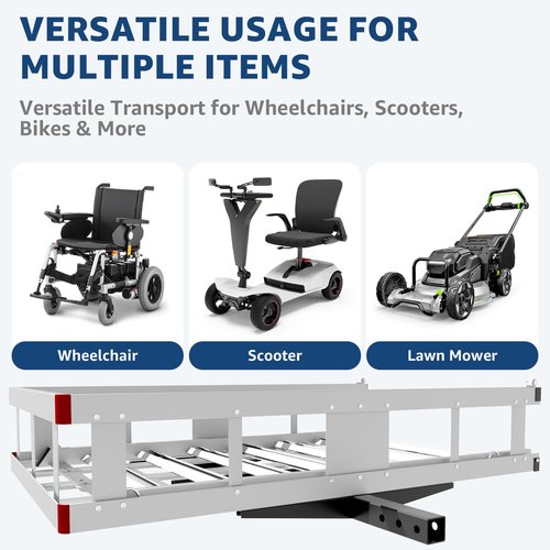 50" x 29.5" x 9" Hitch Cargo Carrier w/Ramp Foldable, 800 LBS Capacity Hitch Mount Cargo Carrier, 41.5“ Ramp, Steel Wheelchair Carrier Mobility Scooter Ramp, 2" Hitch Receiver for SUV Truck Van Car