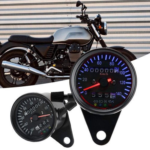 KIMISS LED Backlight 12 V Motorcycle Dual Odometer Speedometer Gauge Kit Cafe Racer + Odometer Gauge Universal Motorcycle Odometer LED Odometer Gauge Motorcycle Odometer Gauge LED Ba