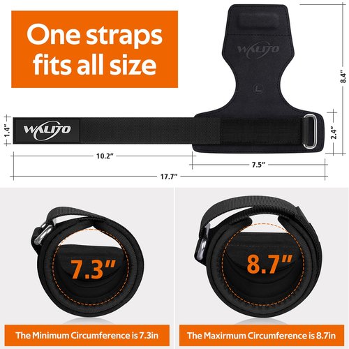 WALITO Weight Lifting Wrist Straps (Pair),Double Layer Leather Grips for Deadlift,Powerlifting and Gym Workouts, Adjustable Neoprene Padded Wrist Wraps - Men/Women, Heavy Duty Support