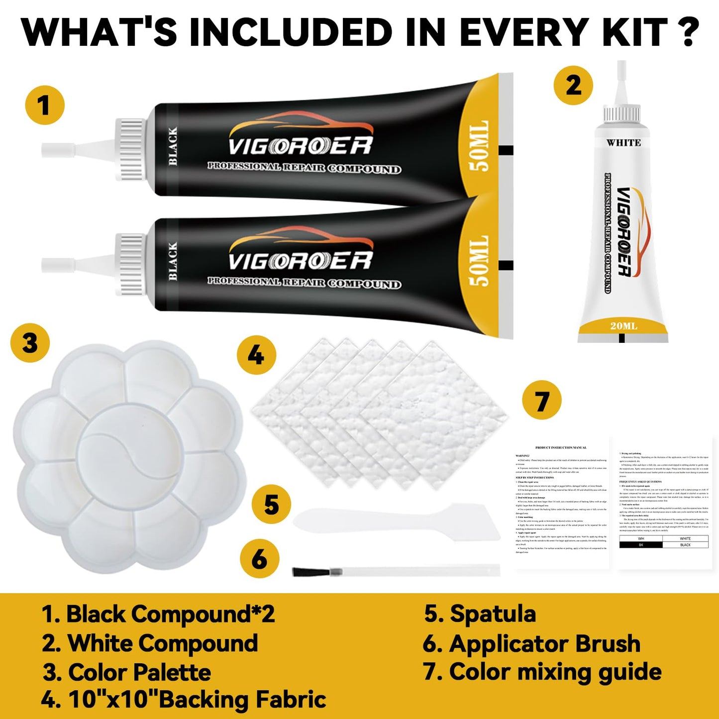 Black Leather Repair Kit for Furniture, Leather Seat Repair Kit for Cars, Easily Restore Car Interior, Sofa, Purse and Jacket, Restore Any Material with Super Easy Instructions