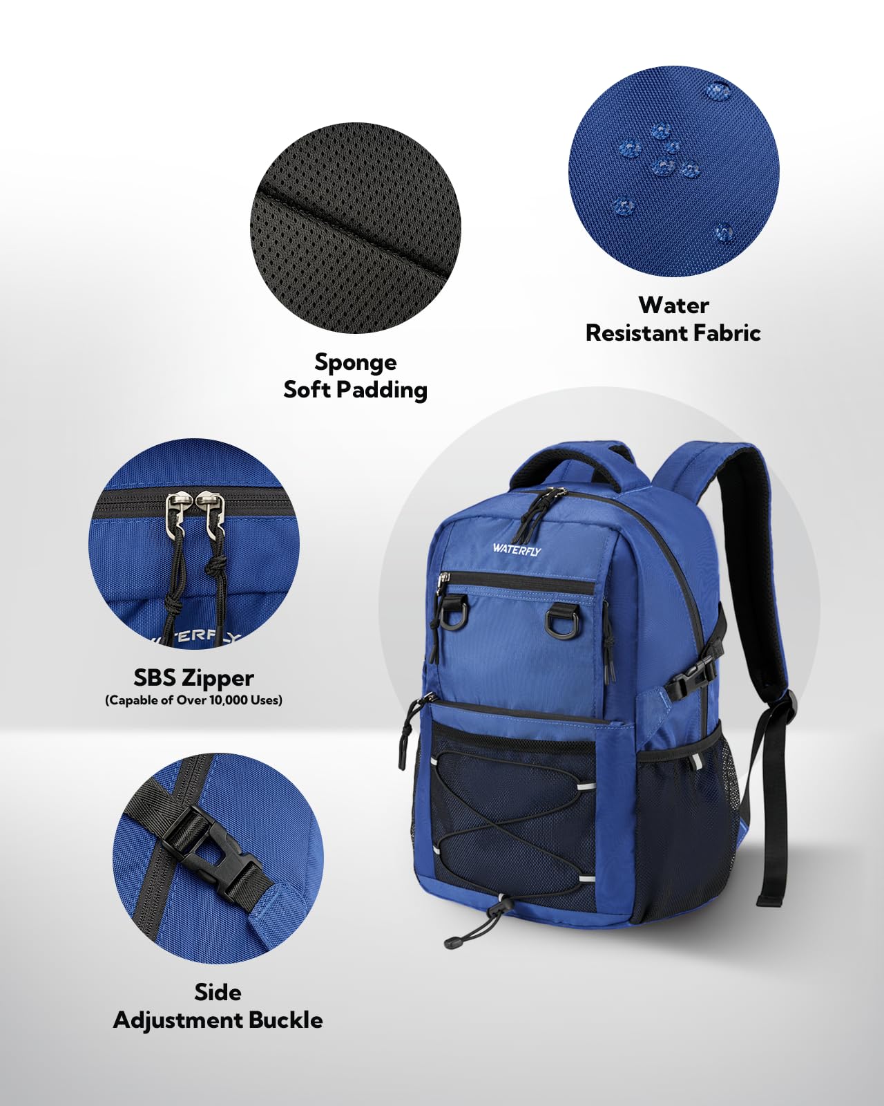 WATERFLY Travel Hiking Casual Backpack: 22L Lightweight Everyday Outdoor City Daypack College Bookbag for Women Men