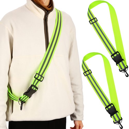 Saintrygo Reflective Sash Running Gear High Visibility Safety Reflective Jacket Adjustable Sash for Walking Cycling at Night(Fluorescent Green,2 Pieces)