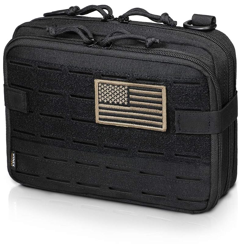 WYNEX Tactical Molle Admin Pouch - Double Layer Large EDC Tool Bag, Black