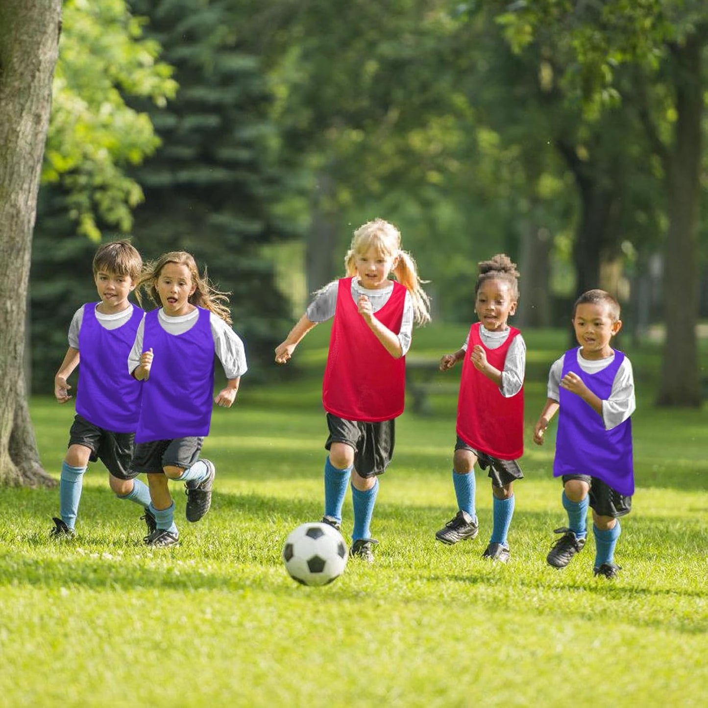 12 Pack Pro Training Pinnies for Youth & Adult Mesh High-Vis Scrimmage Vests for Soccer, Basketball, Volleyball Teams
