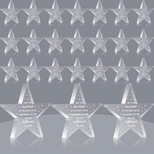 Huquary Employee Appreciation Awards for Coworker Employee of The Month Trophy Acrylic Thank You Gift Bulk Be Proud of The Work You Do Keepsake for Retirement Farewell(24 Pcs,Star)