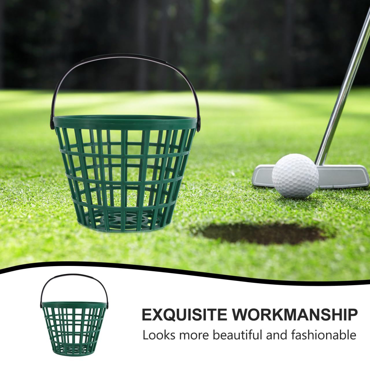 UPKOCH Golf Ball Basket Plastic Golf Ball Bucket with Foldable Handle Storage Container for Practice Range Stackable Caddy for Clubs and Frequent Use