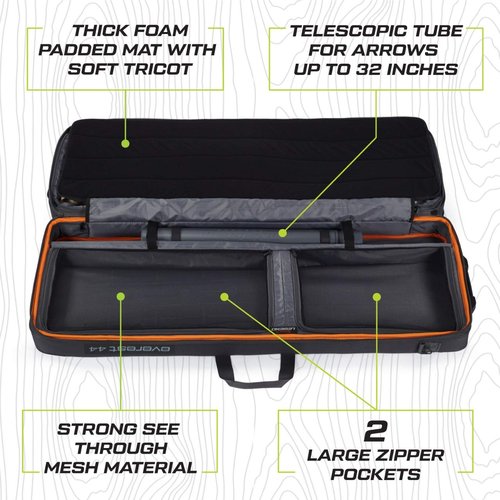 Legend Everest Hybrid Roller Lockable Compound Bow Case - Metal Structure, Foam Padding, Tricot Lining, Fastening Straps, Cam Protector, Front Pockets, Removable Wheels - Airline-Endorsed - 44" Grey
